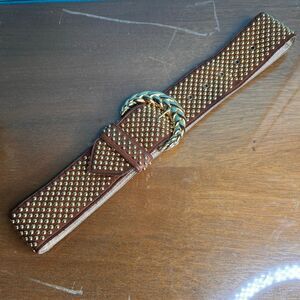 Vtg Gold Studded Leather Belt medium to large Womens Sand Castle New York  chunk